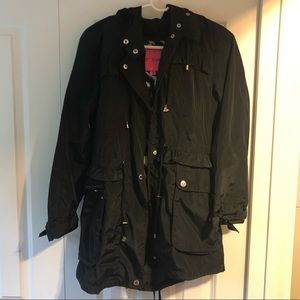 Betsey Johnson Hooded Black Raincoat Size Small